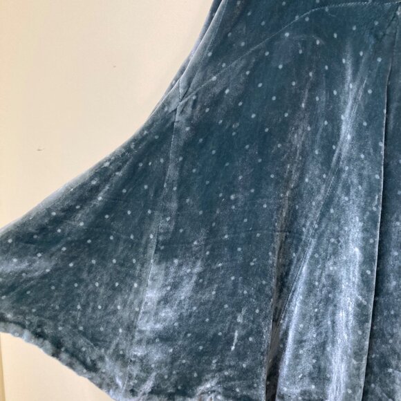 Marc Jacobs Green Velvet Polka Dot Midi Skirt 8 Rayon Silk Blend Whimsigoth - Picture 7 of 9